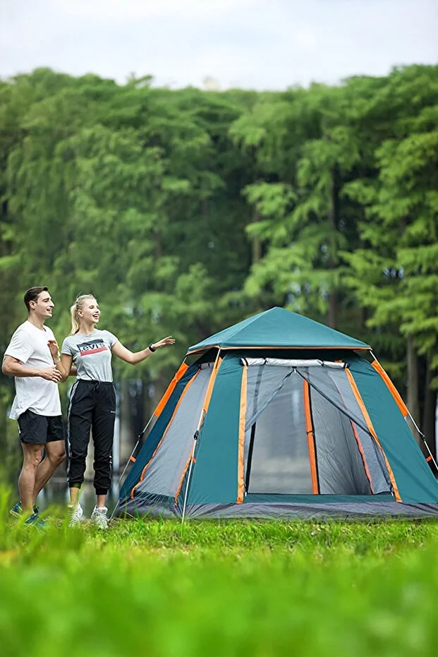 4 Kişilik Tenteli Otomatik Kamp Çadırı 215x215x145